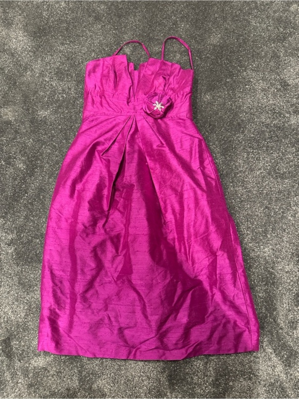 Watters & Watters Silk Spaghetti Strap Dress with Floral Accent size 0 Purple